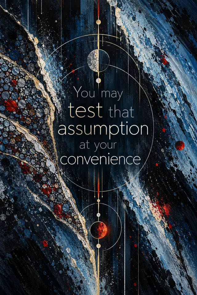 Thin gold orbital arcs, small planets, red accents, and silver lettering lie between dark blue and mineral textured bands.